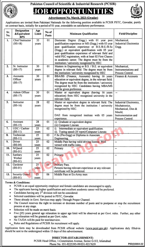 Pakistan Council Of Scientific Industrial Research Jobs 2023 For