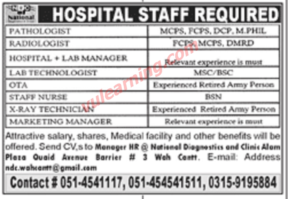 National Diagnostics & Clinic Wah Cantt Jobs 2021 for Pathologist