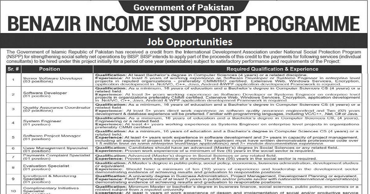 BISP Jobs 2026 in Pakistan | Jobs in BISP 2026 Latest