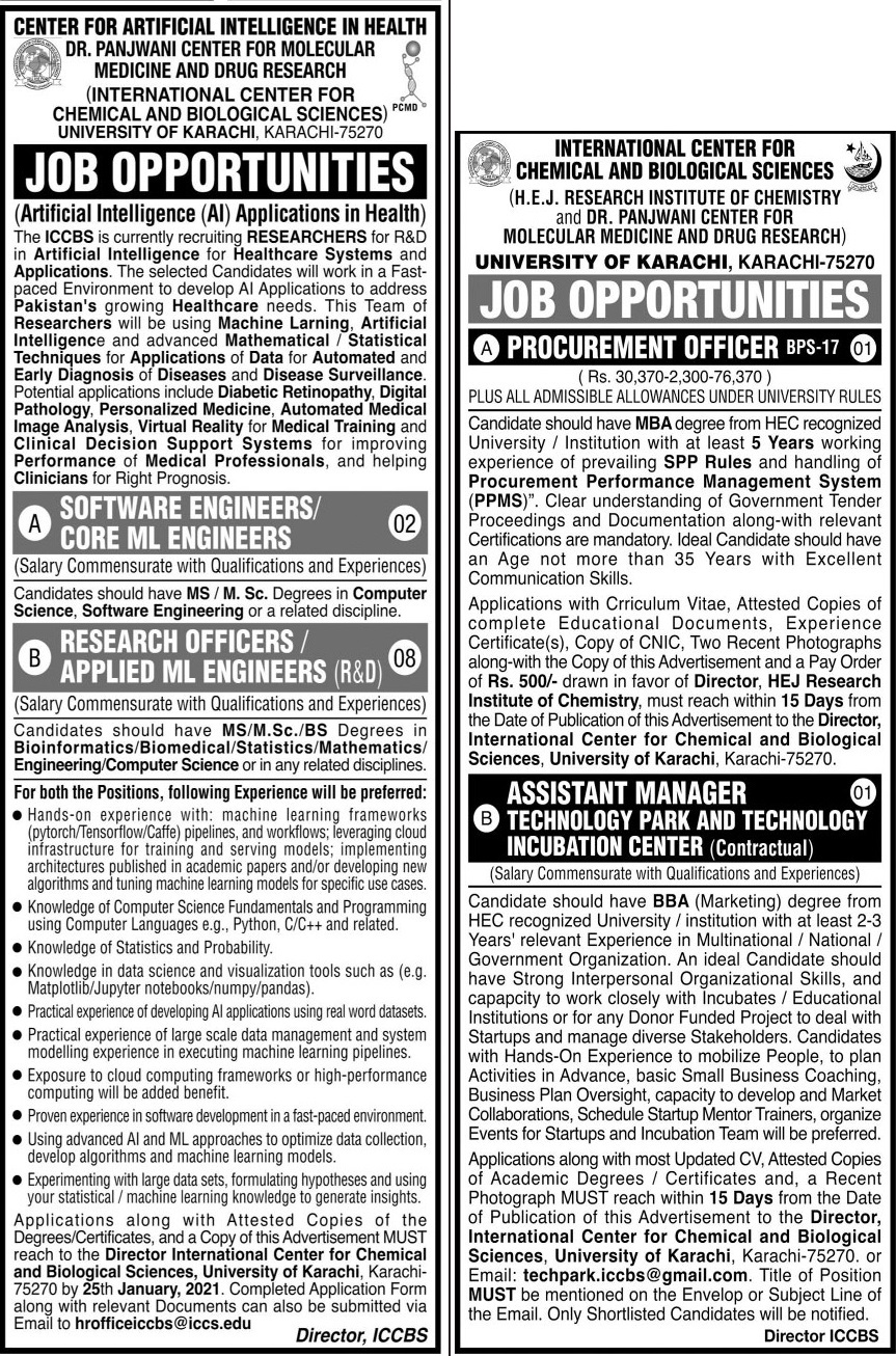 research assistant jobs in karachi