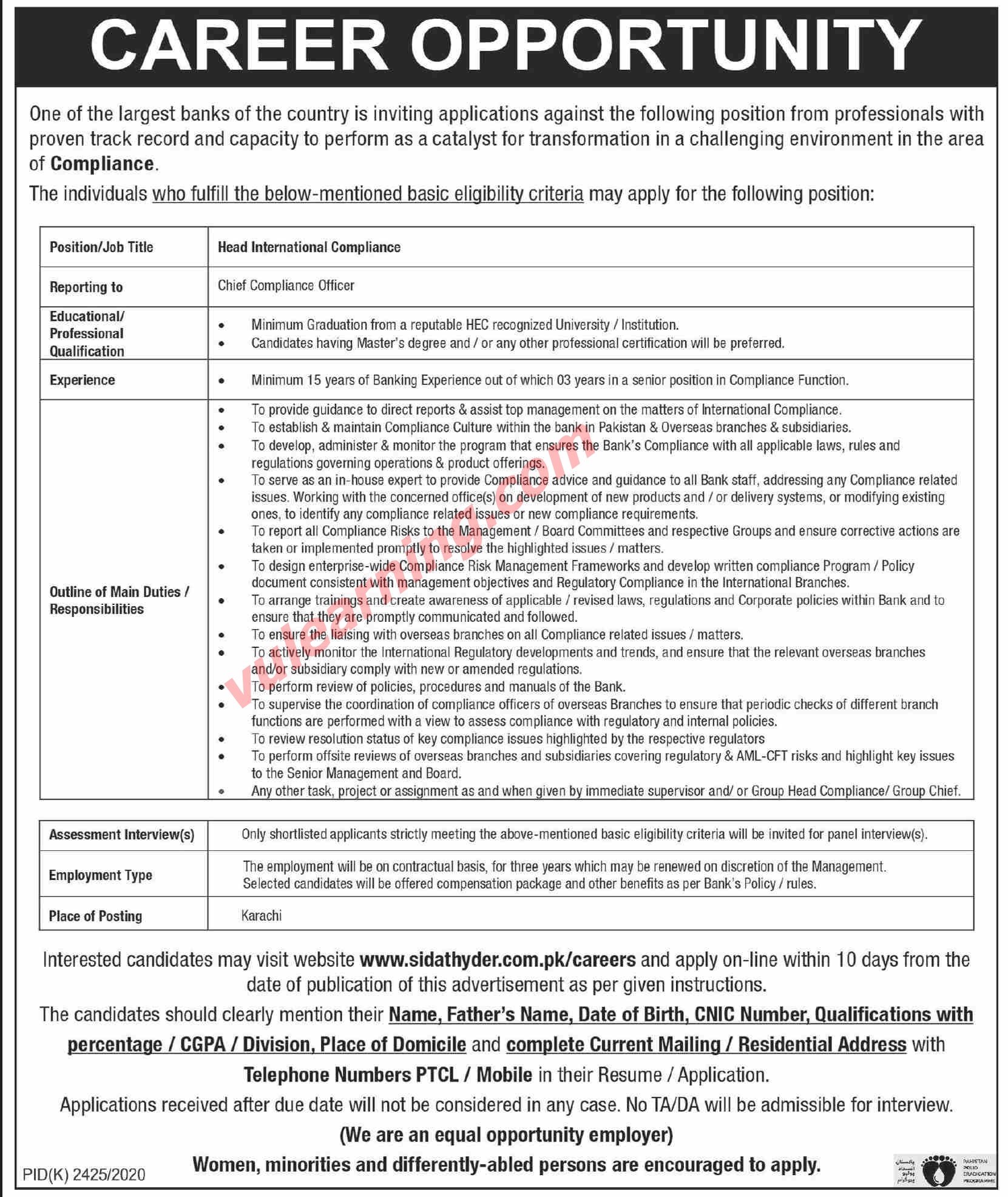 Advertisement Of National Bank Of Pakistan Nbp Karachi Jobs 2021