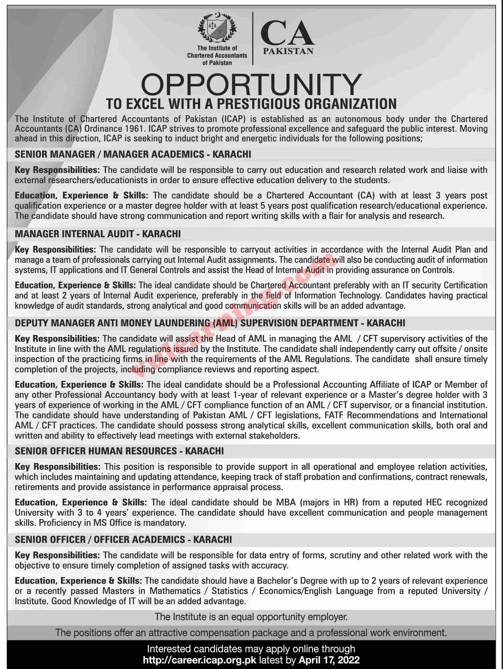 ICAP Jobs 2022 For Managers Deputy Managers Sr Officers Officers