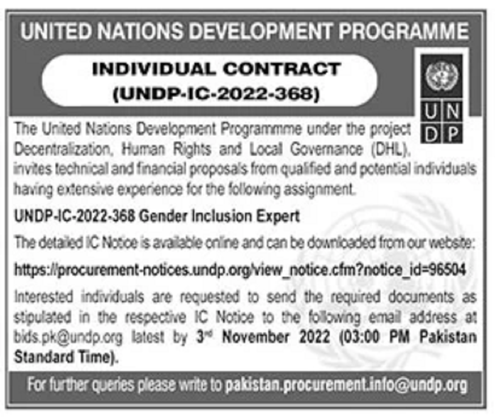 United Nations Development Programme Undp Jobs 2022 For Gender