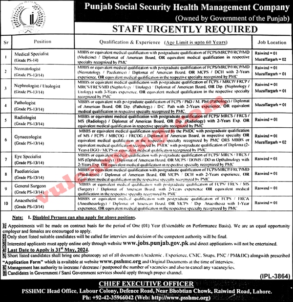 Sami Psshmc Punjab Social Security Health Management Company Jobs 2024 for ...