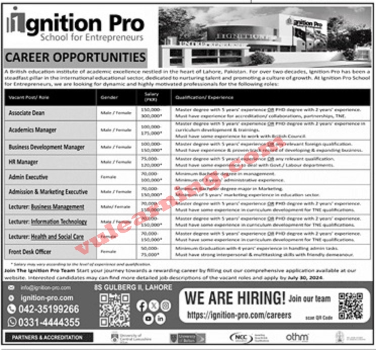 Ignition Pro School of Entrepreneurs Lahore Jobs 2024 for Lecturers ...