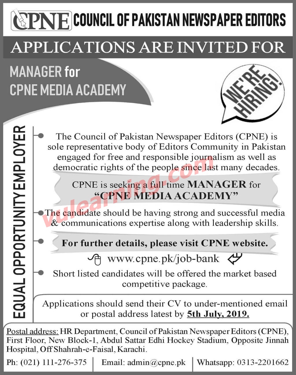 Advertisement of Council of Pakistan Newspapers Editors  