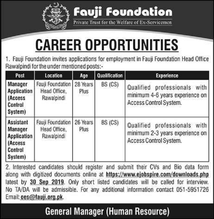 advertisement-of-fauji-foundation-head-office-rawalpindi-jobs-2019-for