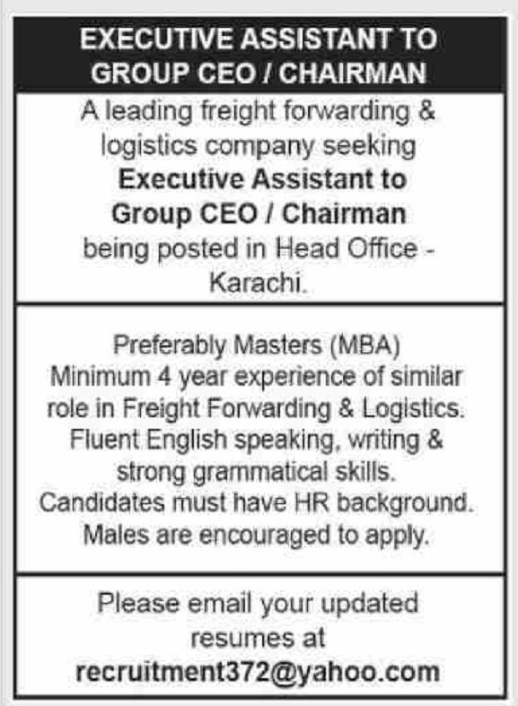 Leading Freight Forwarding & Logistics Company Jobs 2020 for Executive
