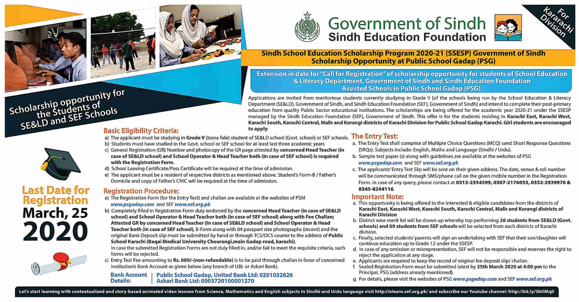 Sindh School Education Scholarship Program 2020-21 Application Form ...